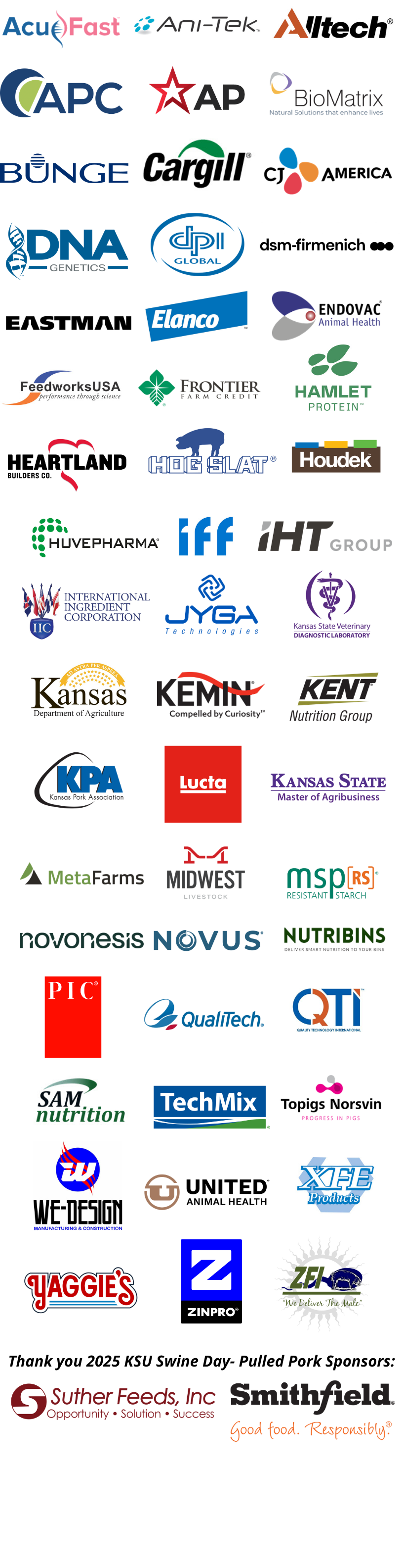 2025 Swine Day Sponsors 